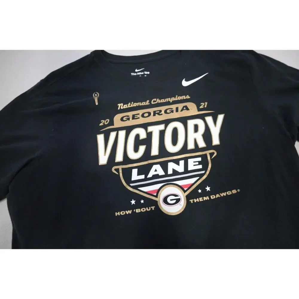 Nike Gym Shirt UGA Georgia Bulldogs National Champions Black Tee Mens Size XL‎